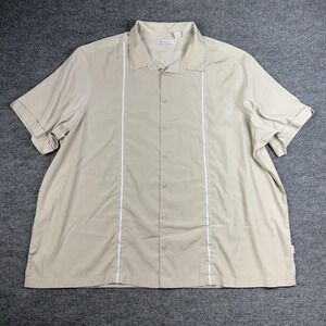 Cubavera Shirt Mens 4XLT Beige Short Sleeve Button Up Guayabera Embroidered